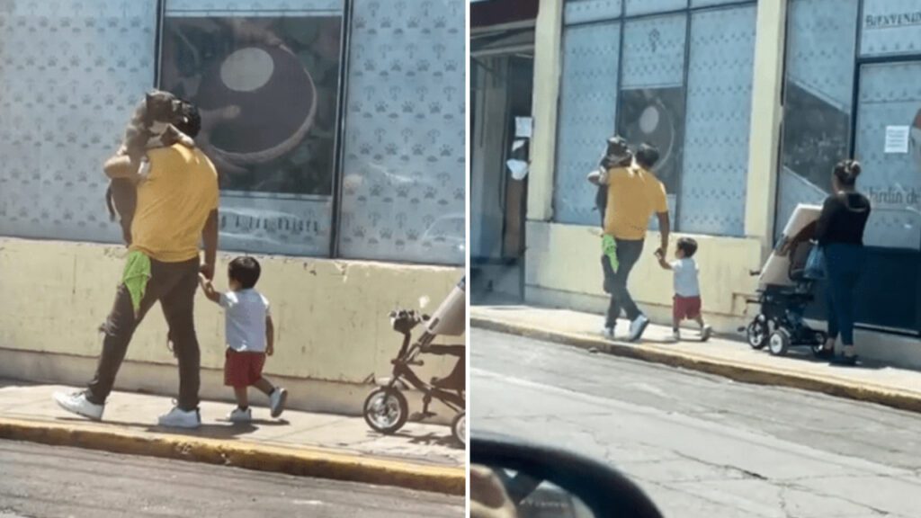 Homem protagoniza cena fofa ao segurar seu cachorrinho nos braços para protegê-lo do chão quente